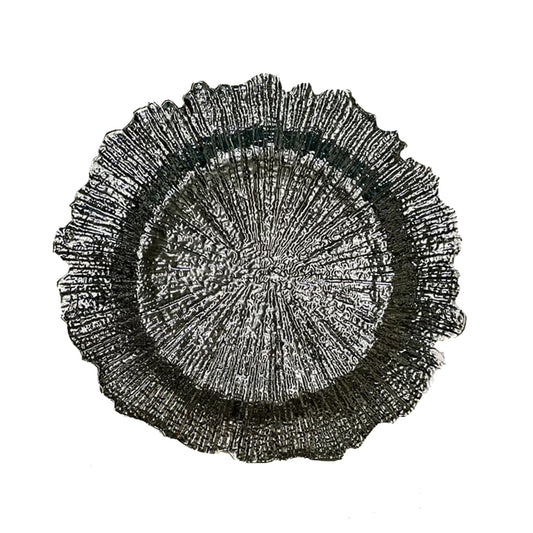 Plato base floral plateado (8 piezas)